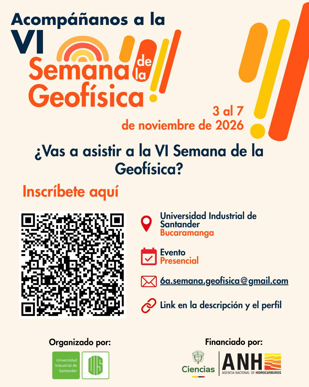 Información de inscripción para asistir a la VI Semana de la Geofísica